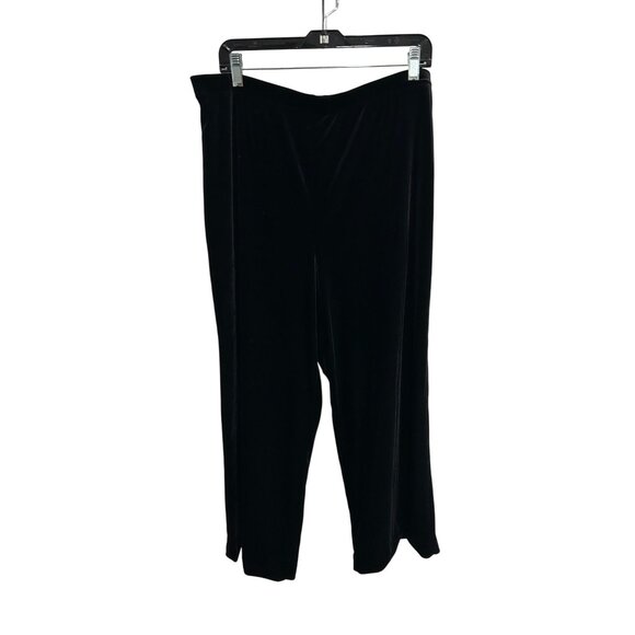 Dialogue Pull On Velvet Pants Solid Black Sz XL Elastic Waist Work Contemporary - Picture 1 of 9